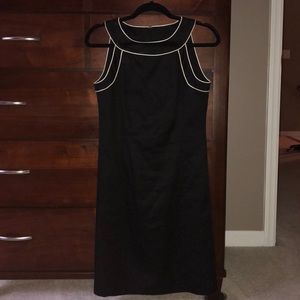 Ann Taylor Black Sleeveless Dress with White Trim